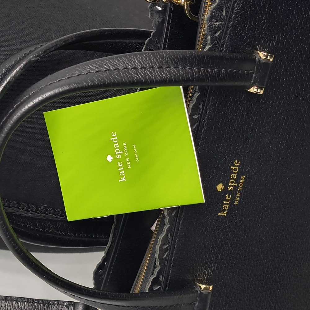 Kate Spade Fordham Court Marielle black leather satchel with lace cutout trim - Picture 4 of 16